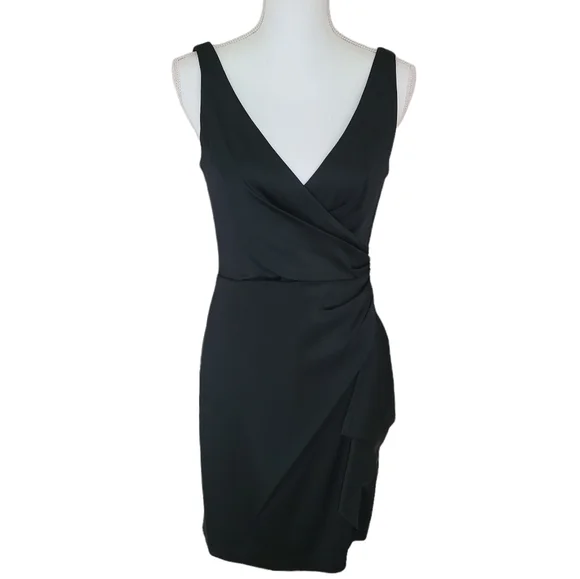 white house black market cocktail dress black draped size 4 - Picture 1 of 6
